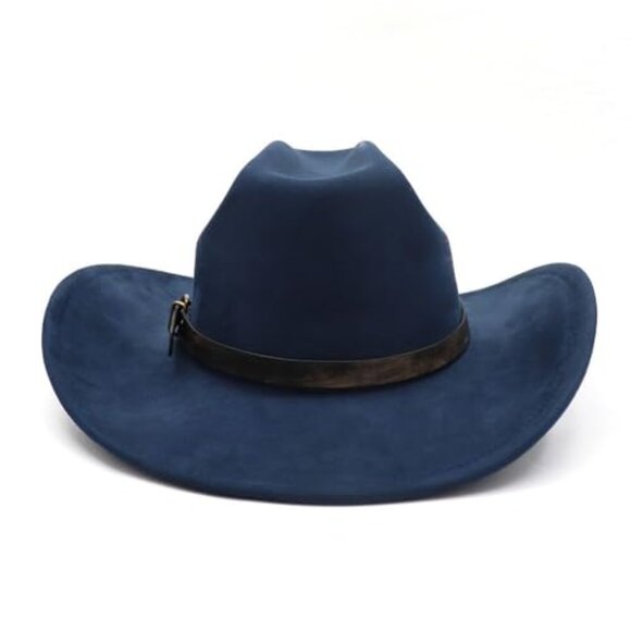 Suede Cowboy Hat Wide Brim Classic Unisex Western Style Adjustable Belt main image 6